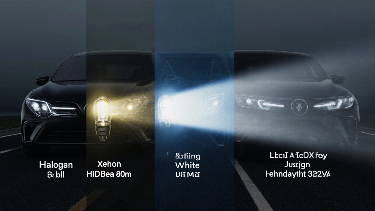 Сравнение трех типов фар: галоген, ксенон и светодиод — по дальности света.