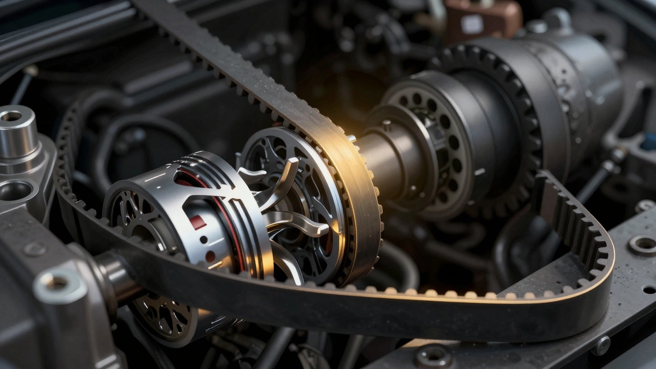 Разрушенный двигатель с погнутыми клапанами и треснувшими поршнями из-за обрыва ремня ГРМ.