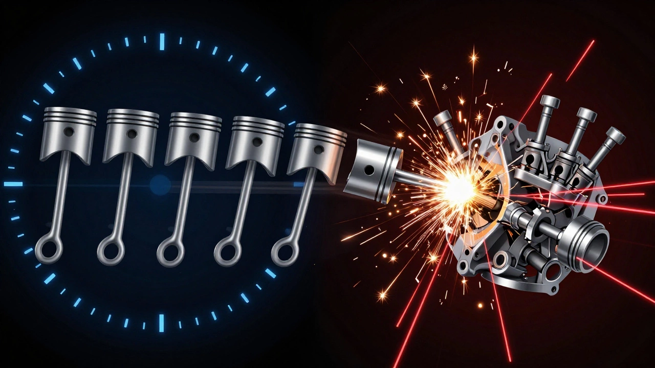 Сравнение синхронизации и столкновения поршней с клапанами в двигателе