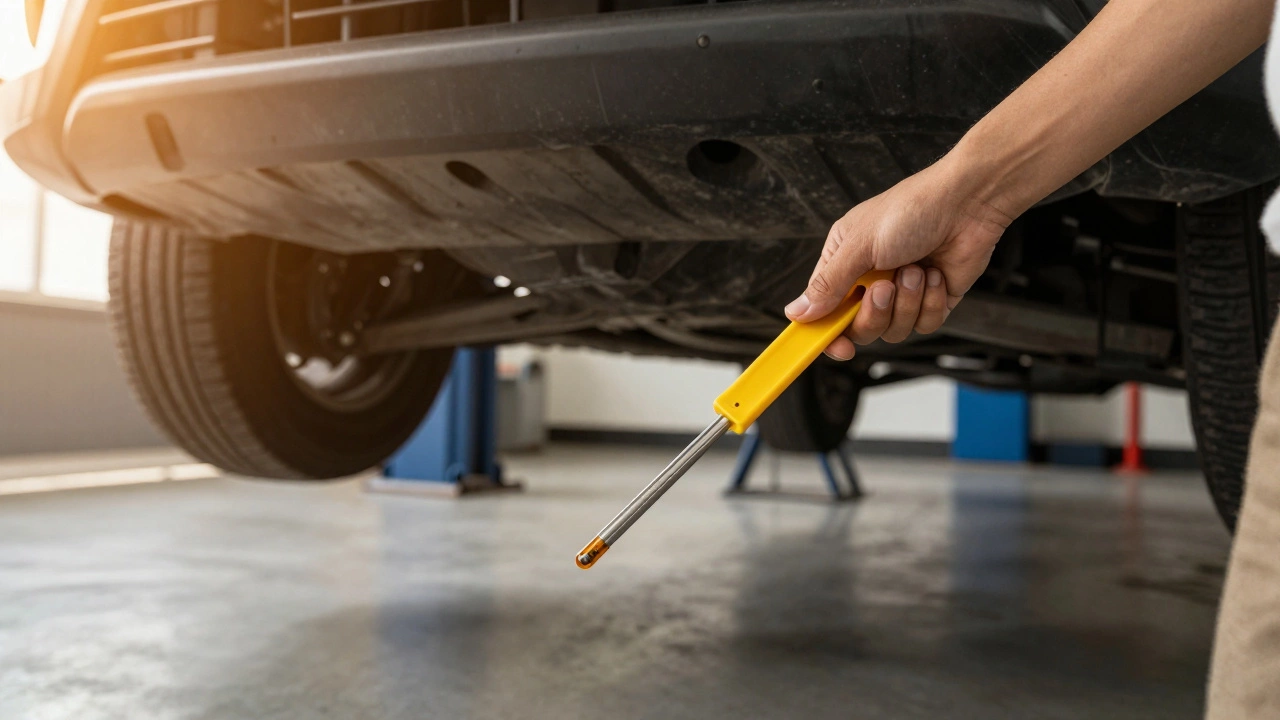 Проверка уровня моторного масла по щупу